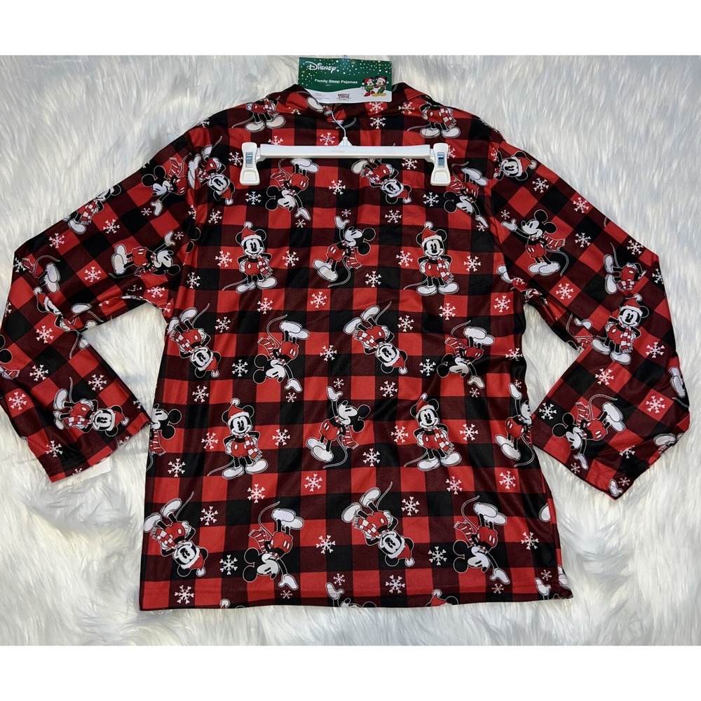 Disney Pajamas Womens M Red Buffalo Plaid Mickey Mouse Christmas 2pc Set NEW - Picture 5 of 9